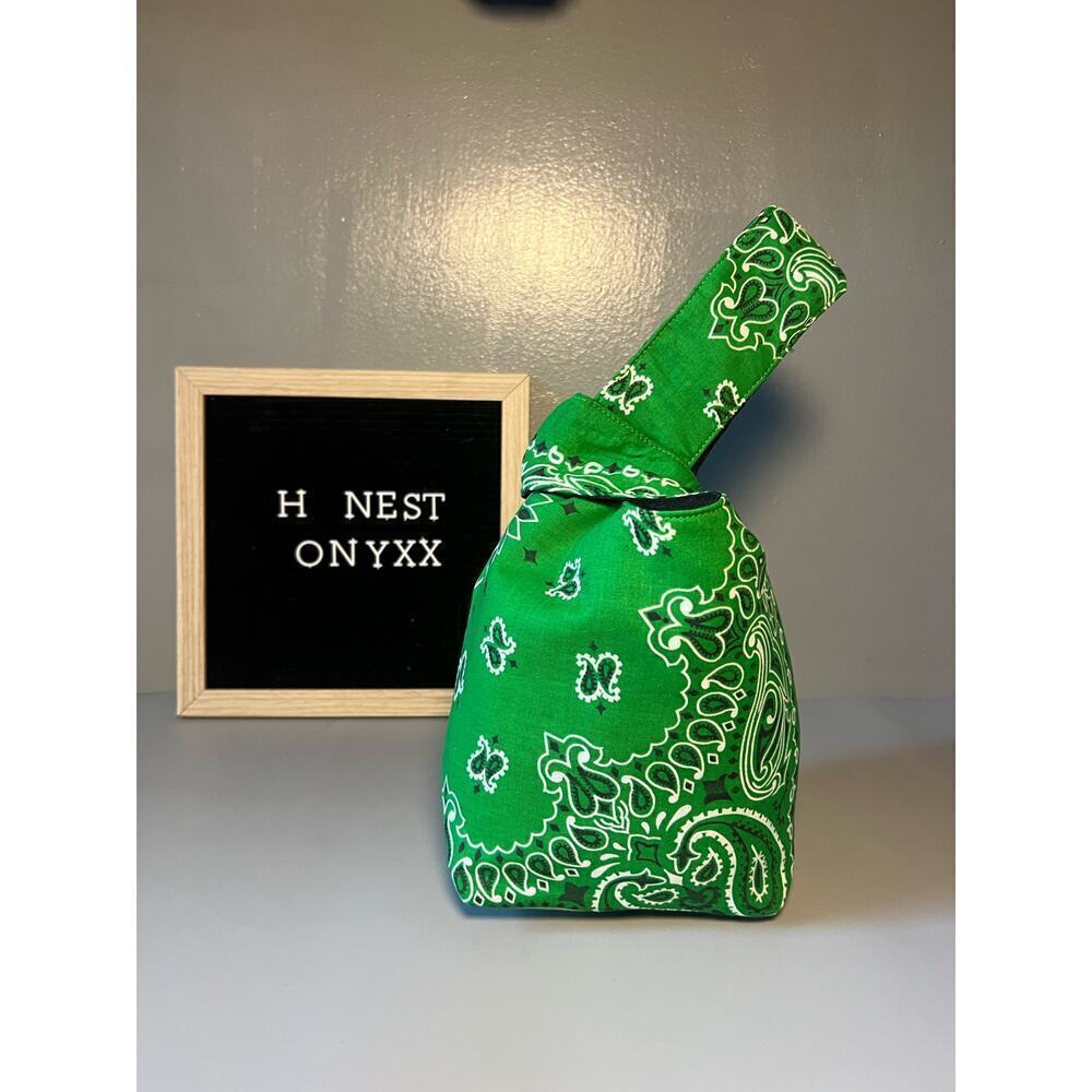 Yaito green paisley knot bag